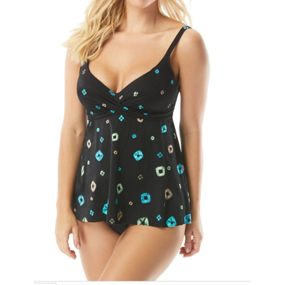 COCO REEF DIAMOND WRAP BRA SIZED UNDERWIRE TANKINI TOP 10 / 34C NWT - Picture 3 of 3